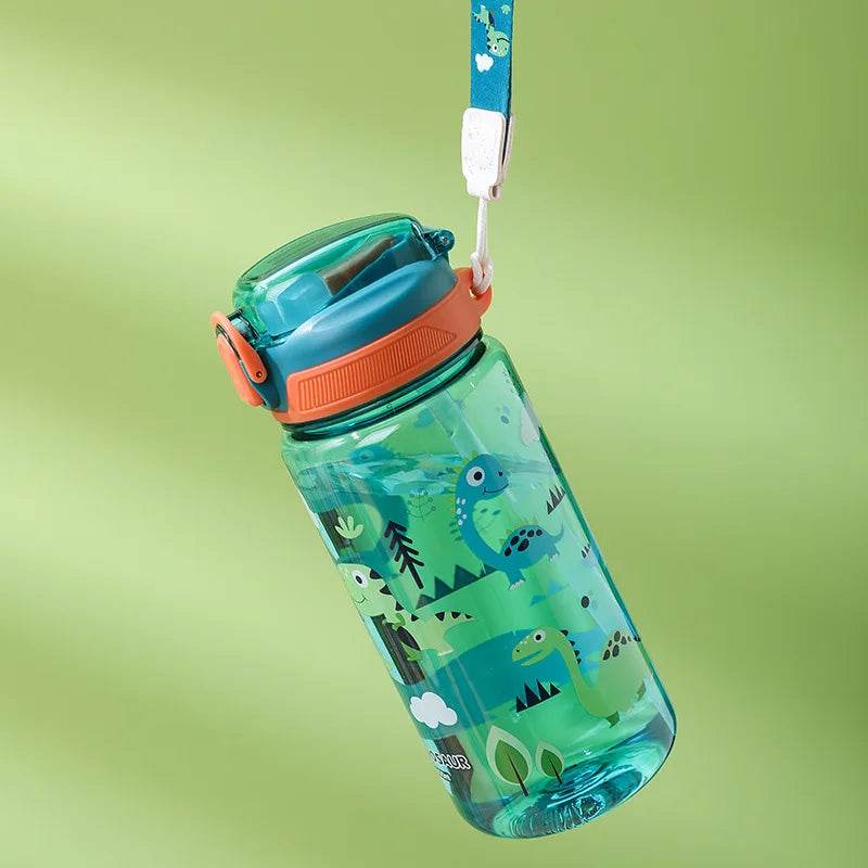 600ml Cartoon Animal Water Bottle Portable Safety Lock Cute Straw Cup Kids Leak-proof Drinking Jug For Outdoor Camping Travel - AIAZ