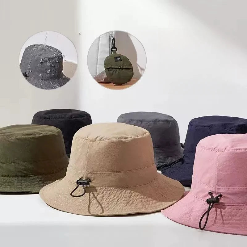 Summer Sun Protection Waterproof Fisherman hat Bucket Hat Camping Hiking Cap With Storage Bag Anti-UV Sun Hat Mountaineering Cap