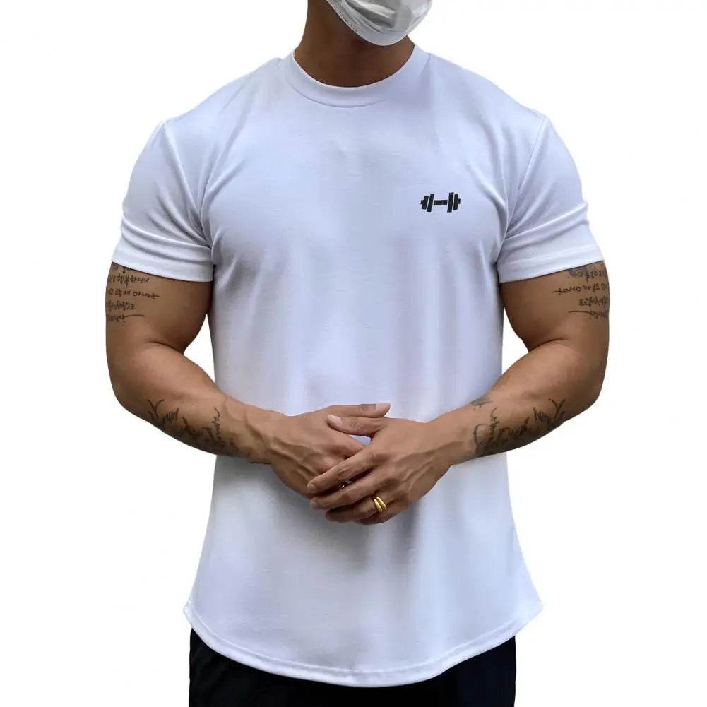 2025 Men T-shirt Male Sports Gym Muscle Fitness T Shirt Blouses Loose Half Sleeve Summer Bodybuilding Tee Tops Men's Clothing - AIAZ