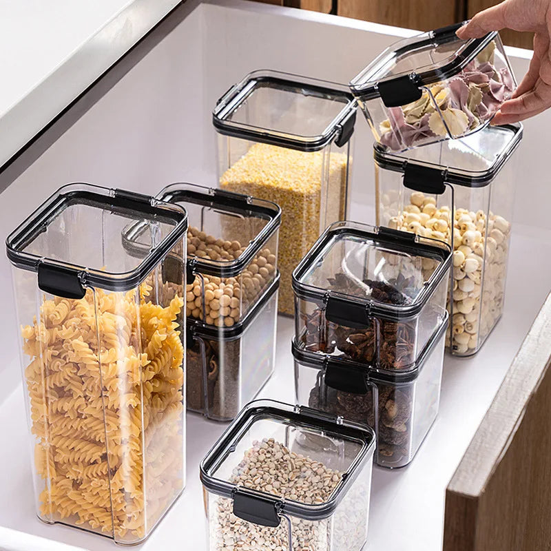 1-5 PCS Airtight Food Storage Containers, Clear Plastic Canisters for Kitchen Pantry, Dry Goods Grains Flour Snacks Organization
