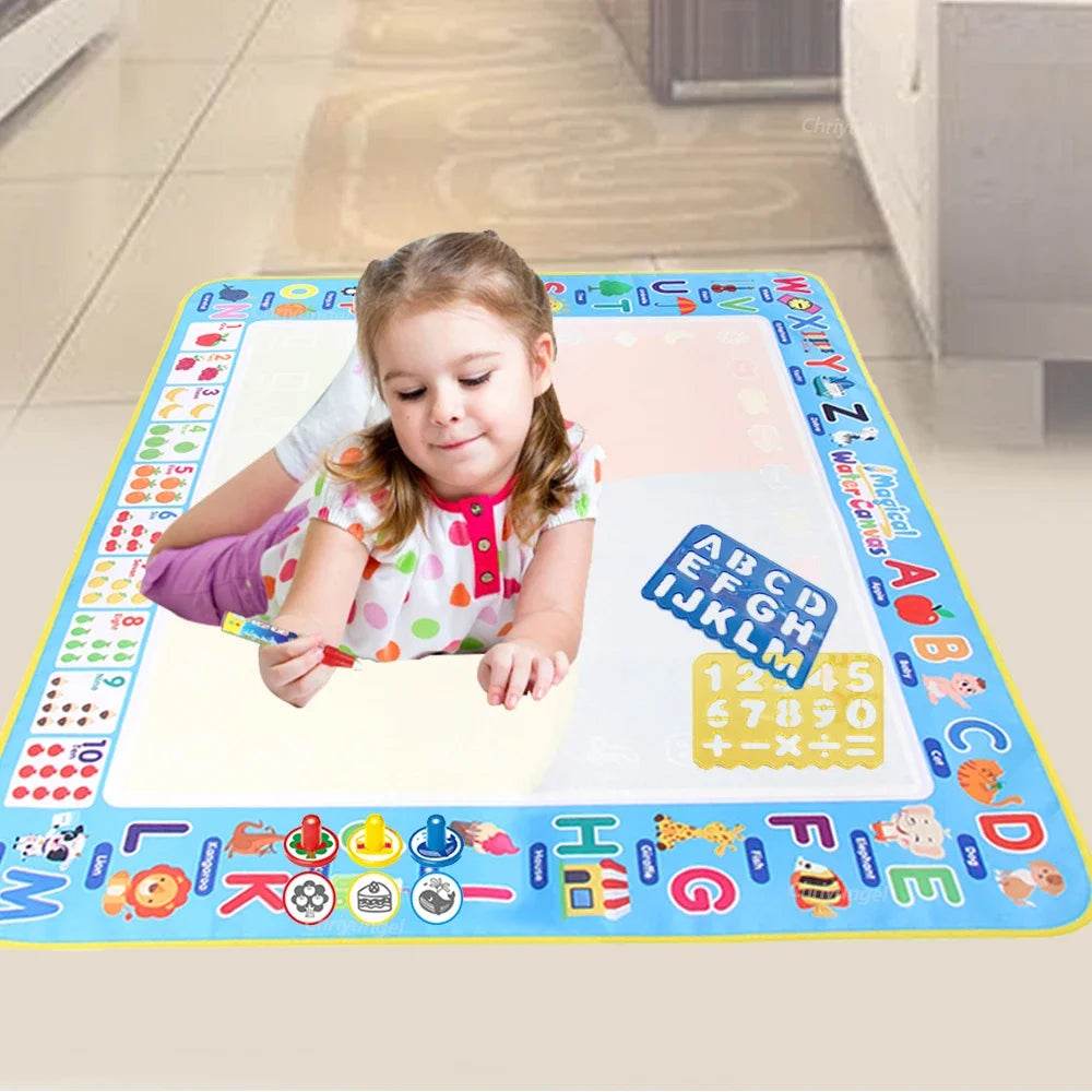 100x80CM Magic Water Drawing Mat with Reusable Magic Pens Doodle Montessori Painting Board Educational Toys Kids Gifts 39X31in - AIAZ