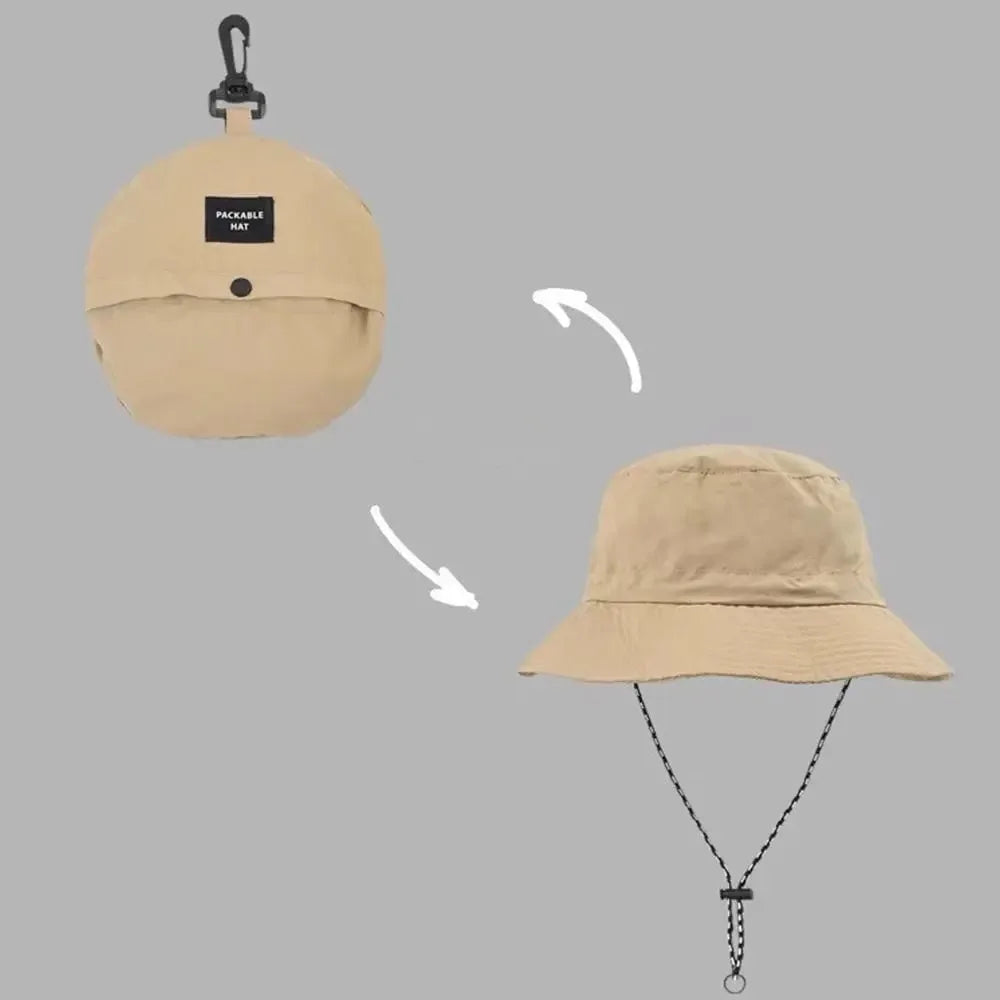 Summer Sun Protection Waterproof Fisherman hat Bucket Hat Camping Hiking Cap With Storage Bag Anti-UV Sun Hat Mountaineering Cap