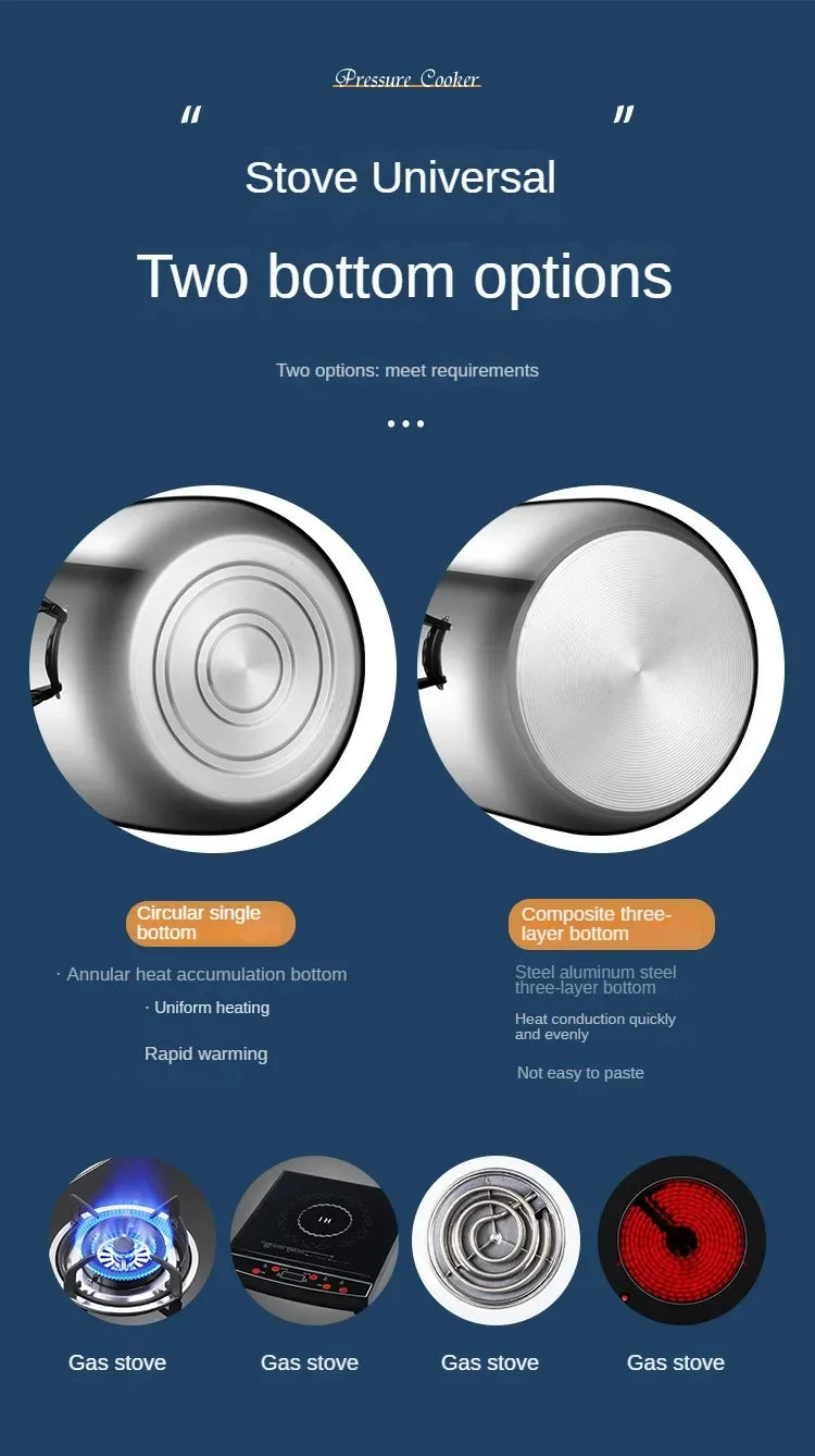 Extra Large Pressure Cooker Thick Commercial Stainless Steel Pressure Cooker Kitchen Electric Cookware Dining Bar Home Garden