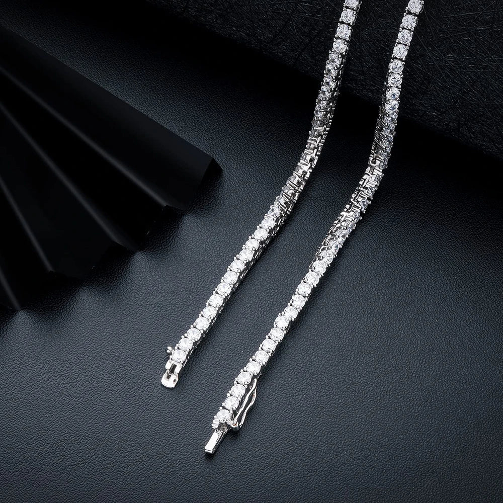 Gradient Full Moissanite Diamond Tennis Necklace for Women 925 Sterling Silver Plated 18K White Gold Neck Chain Jewely with GRA