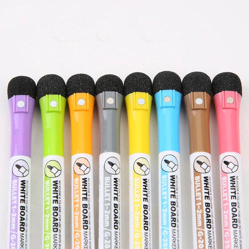 1 Set School Classroom Supplies Magnetic Erasable Whiteboard Pens Markers Dry Eraser Pages Children's Drawing Pen Board Markers - AIAZ
