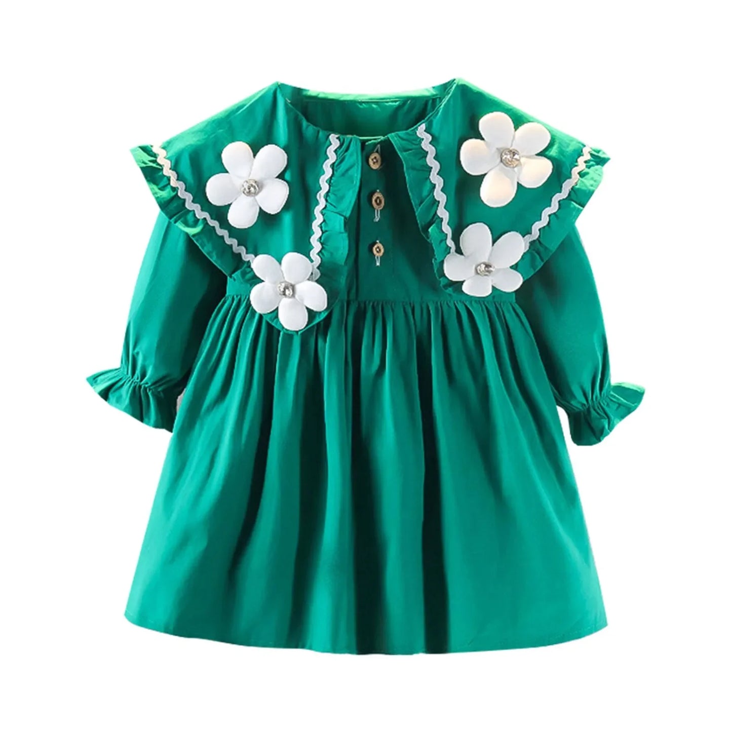 1 2 3 4Years Baby Girl Dress 2024 Spring and Autumn Foreign Children's Dress Fairy Student Bubble Sleeve Birthday Princess Dress