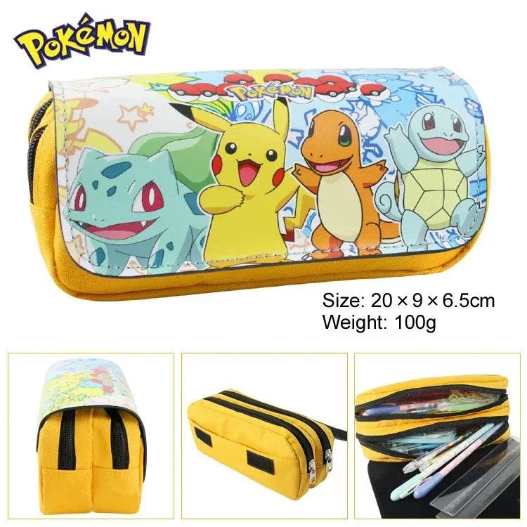 Pokemon Pencill Case School Cartoon Pikachu Black Pen Bag School Supplies Stationery Schoolbag Birthday Party Gifts for Boys - AIAZ