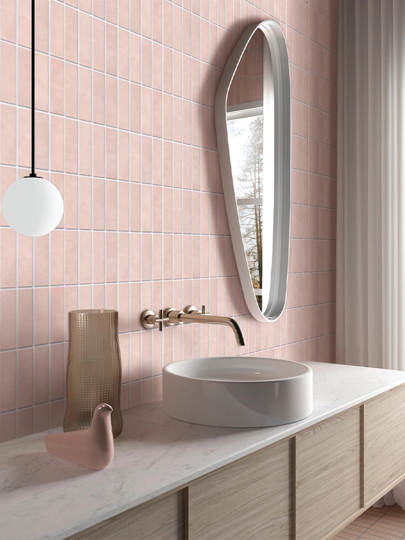 10pcs 3D Tile Stickers, Self-adhesive Green Tiles, Bathroom Wall Tile Stickers, Water and Mold Resistant, 30x30cm