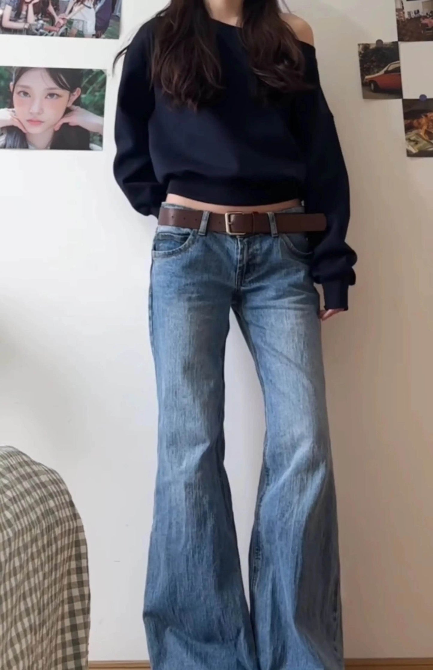 Autumn Winter Women Vintage Old Money Baggy Flare Jean Japanese Y2K Streetwear Denim Pants Grunge Bell-Bottom High Street Korean - AIAZ