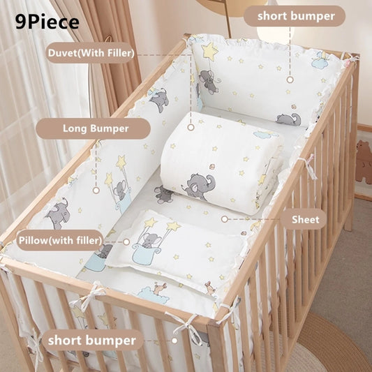 6/9Pcs Elephant Crib Baby Bedding Set Cotton Crib Bumper Baby Cot Sets Newborns juego de cama 120*60/120*70Cm