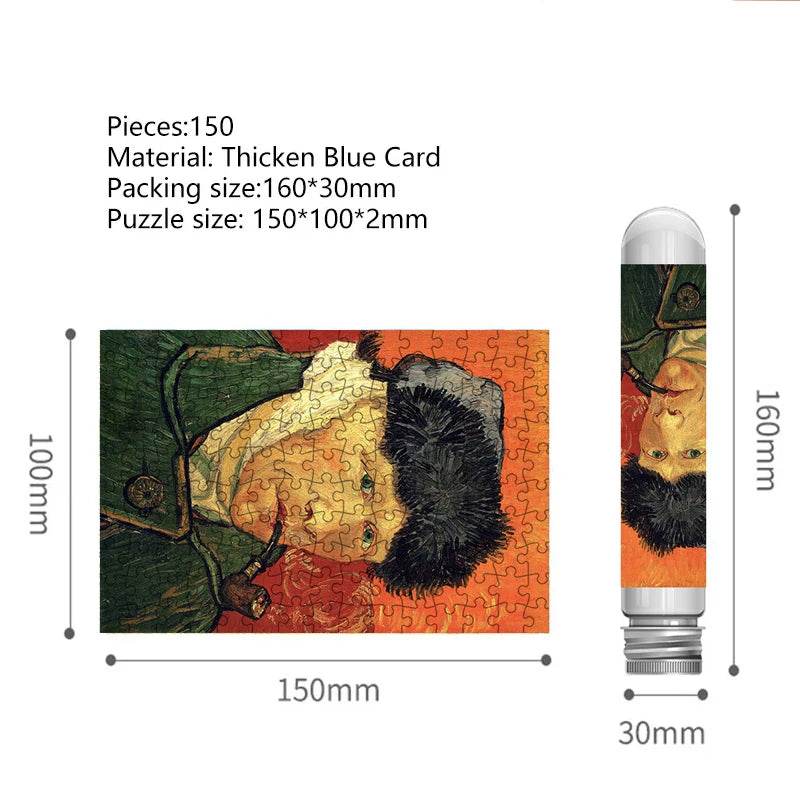 MaxRenard Jigsaw Puzzle 150pcs Mini Test Tube 15*10cm Travel Game World Famous Van Gogh Oil Paintings - AIAZ