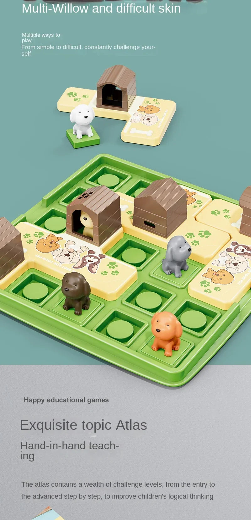 Children Logical Thinking Training Board Game Hidden Dog Maze Puzzles Educational Toys Parent-Child Interactive Children Gift