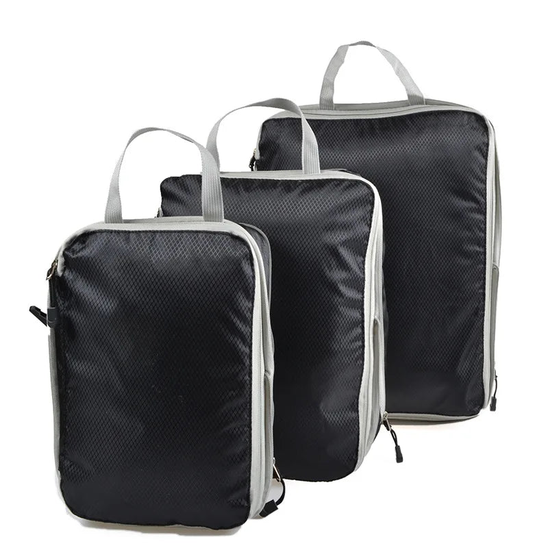 Travel Compression Packing Cubes Suitcase Luggage Organizer Set Zipper Foldable Storage Bag for Clothes Shoes Travel Accessories