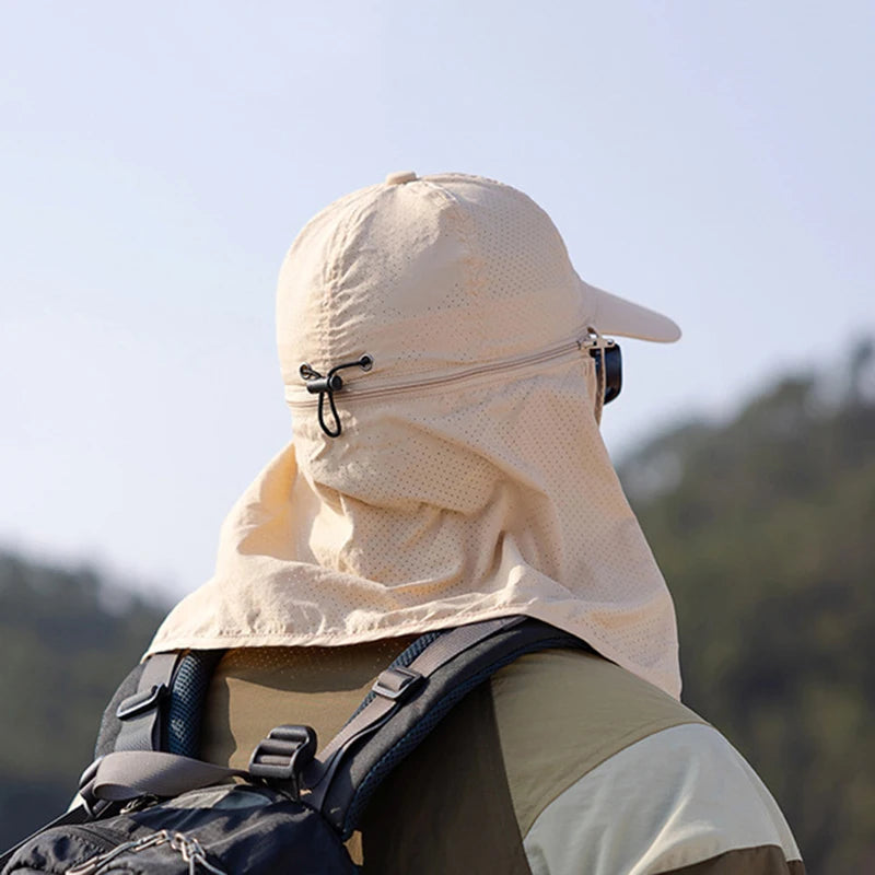 Summer Quick Drying Baseball Caps For Men Women Anti UV Sun Hat Breathable Hiking Fishing Hat Male Outdoor Detachable Shawl Hats