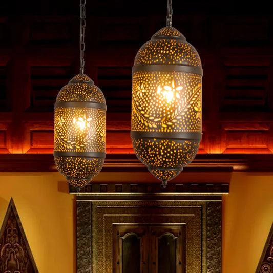 Moroccan Wrought Iron Chandelier, Vintage Hollowed Laser-Cut Ceiling Light for Restaurant Hotel Cafe Bedroom Hallway Lobby Decor