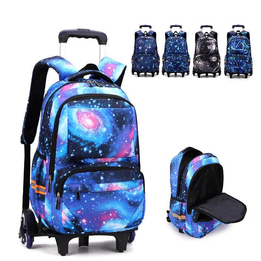 School bags with Wheels School Rolling Backpacks for Boys Trolley Bag Waterproof Orthopedic School Bag Student Wheeled Backpack - AIAZ