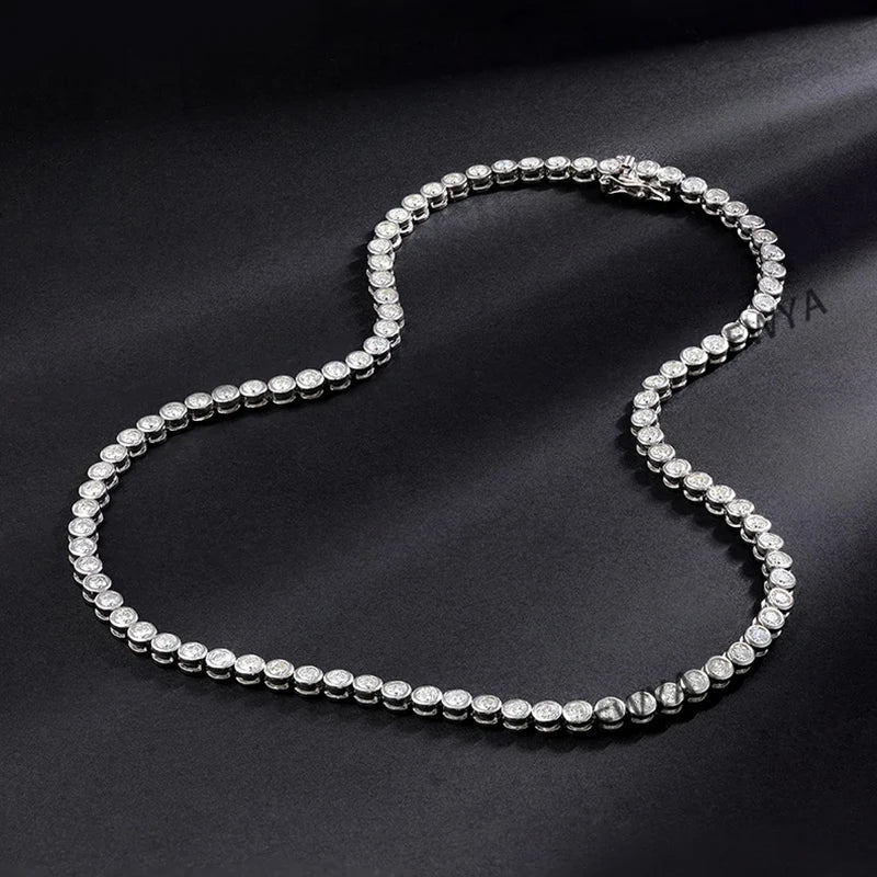 EWYA Luxury Bubble 2/3mm D Color Full Moissanite Tennis Necklace for Women S925 Silver Plated 18K Diamond Neck Chain Necklaces