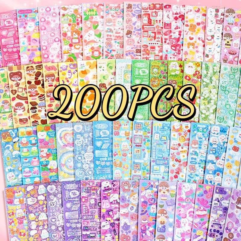 Kawaii Handbook Stickers Cartoon Collage Laser Student DIY Decorative Scrapbooking Journals Stationery Back School Supplies - AIAZ