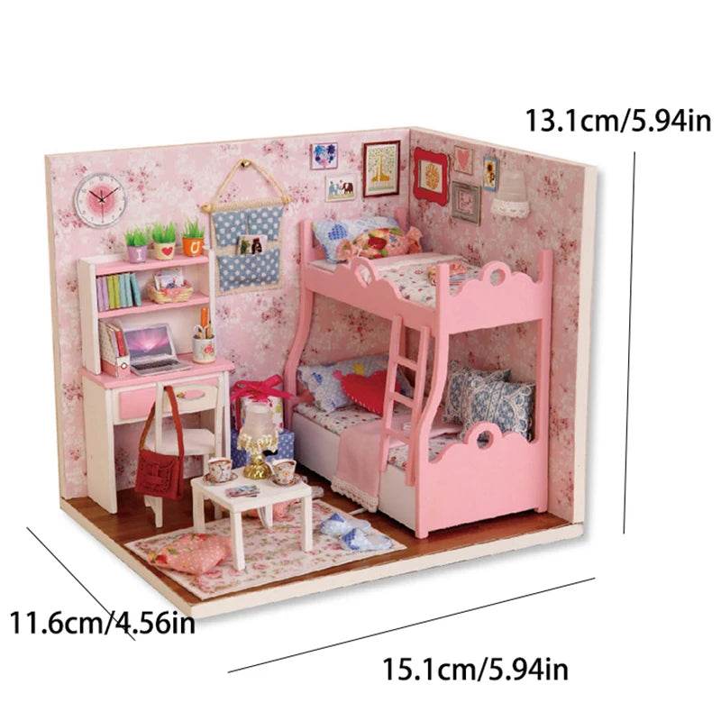 Kitten Mini Doll House 3D Puzzle Assembly Model Building Kit Creative Room Bedroom Decoration With Furniture Wooden Crafts Gifts - AIAZ