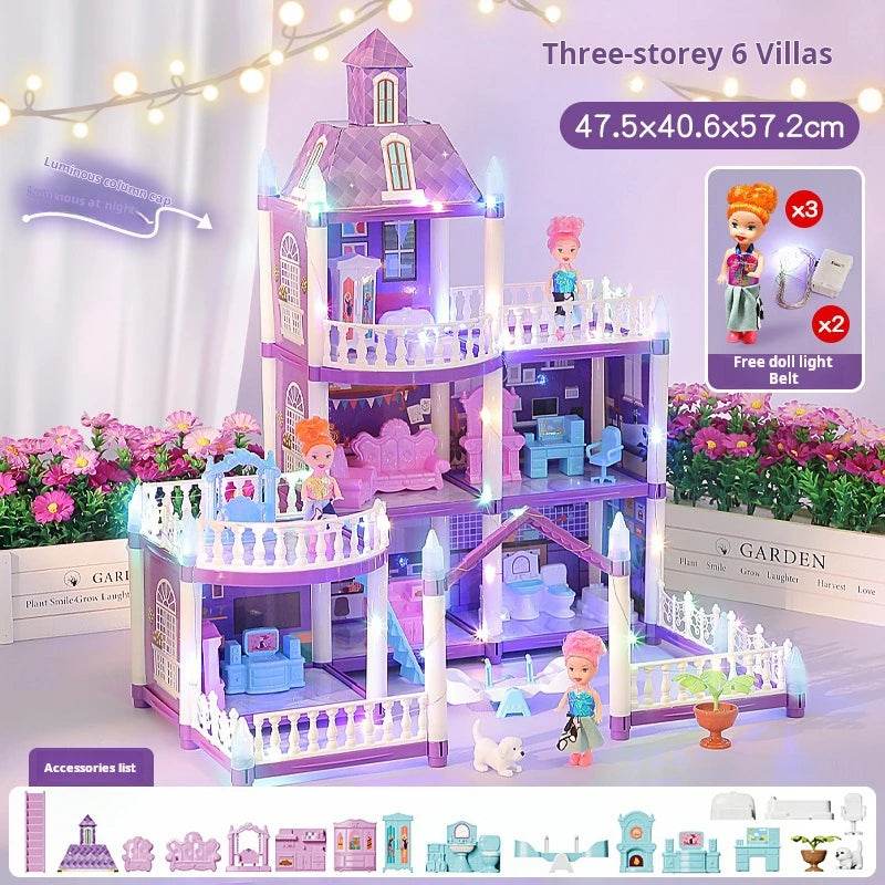 3D DIY Fantasy Princess Castle Villa Assembly Doll House Set Toys, Girls Home Toys & 3D Kids Toys - AIAZ