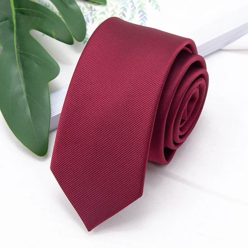 Men's Business Jacquard Slim Tie, British Classic Solid Color Tie,Casual Wedding Accessories - AIAZ