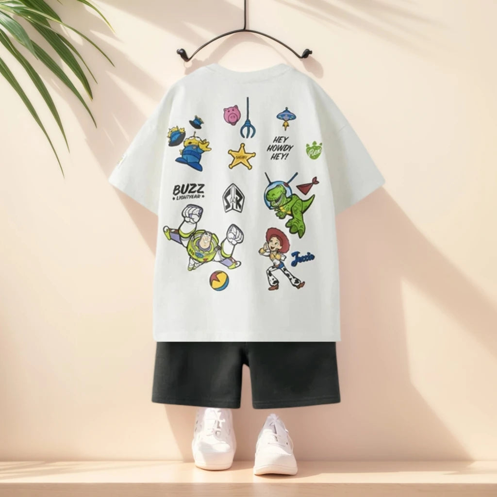 2pcs Summer Child Costume Toy Story Tshirt+shorts Set Casual Sports Clothes Trendy Short Sleeve Outfits Outer Wear For Kids Boy