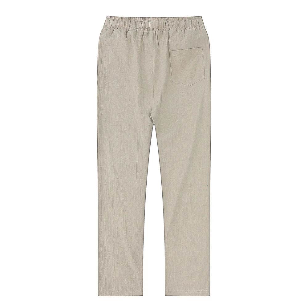Men's Cotton Linen Pants Male Autumn New Breathable Solid Color Linen Trousers Fitness Streetwear S-3XL - AIAZ
