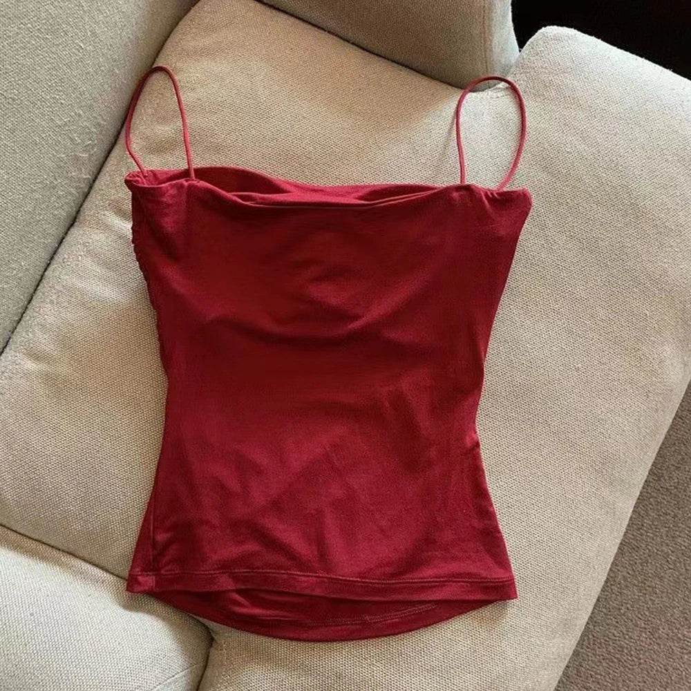 Summer Camisoles Tank Tops Women With Built In Bra Spaghetti Strap Tanks Vest Sleeveless Tees Cropped Top Solid Color Casual Top - AIAZ