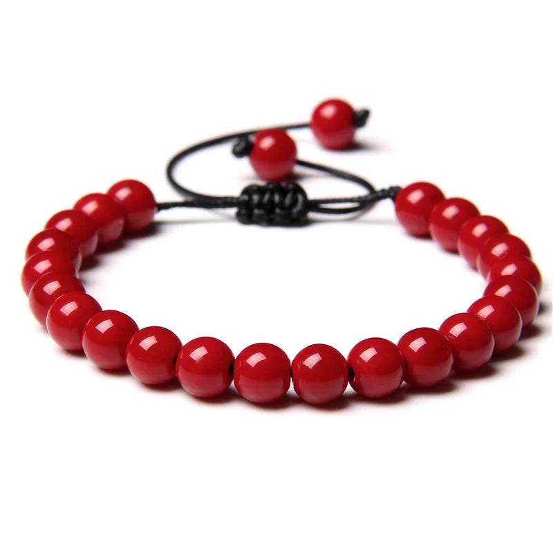 8MM Stone Bead Braid Bracelets Minimalist Natural Carnelian Agates Jades Gem Woven Bangle Healing Jewelry Gift For Women Men