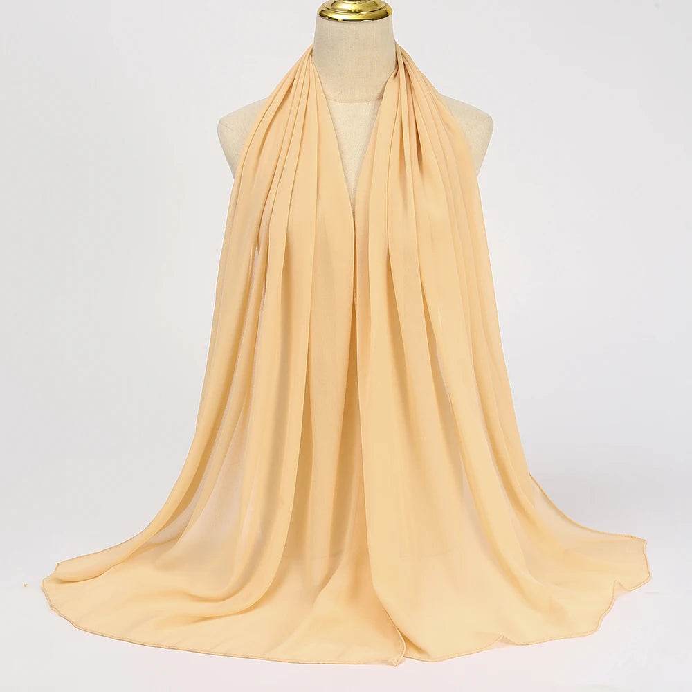 Muslim Chiffon Hijab Scarf Women Long Solid Color Head Wrap For Women Hijabs Scarves Ladies Muslim Veil Jersey Hijabs - AIAZ