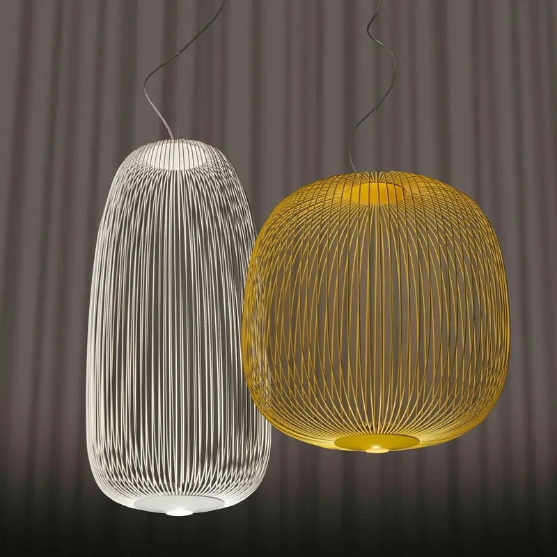 Replica Foscarini Spokes 1/2 Suspesnsion White Pendant Lamp Dining room Bar Kitchen Island Birdcage Light Italian Designer Lamp