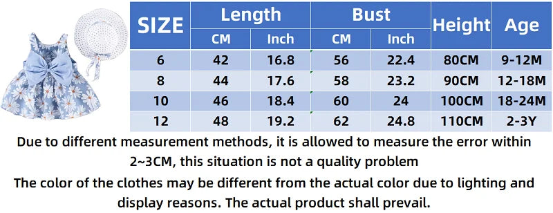 Summer Baby Girl Newborn Strap Dress Little Daisy Bow Baby Princess Dress Girl Children's Wear Comes With Same Hat