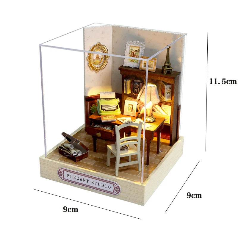 Kitten Mini Doll House 3D Puzzle Assembly Model Building Kit Creative Room Bedroom Decoration With Furniture Wooden Crafts Gifts - AIAZ