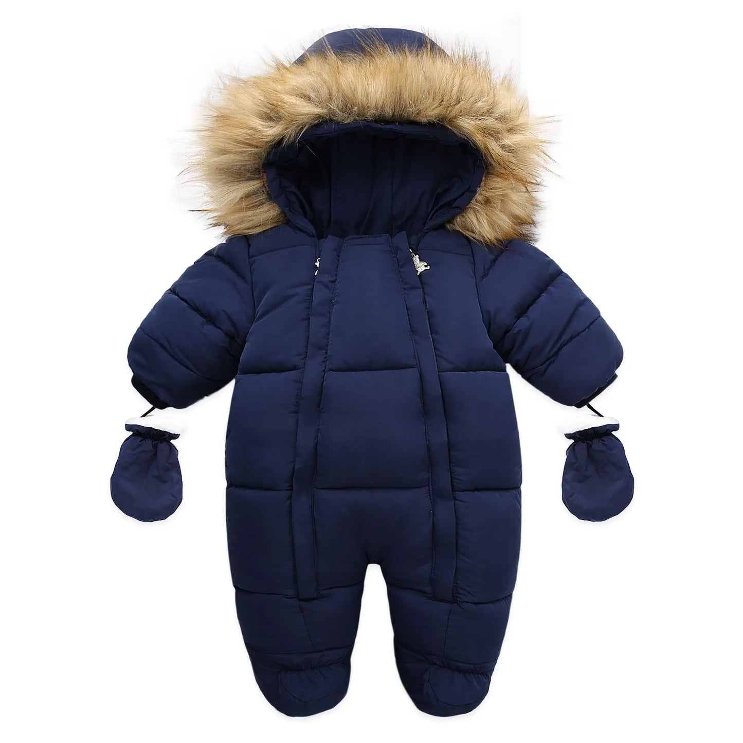 2024 New Winter Baby Rompers Thick Warm Infant Hooded Inside Fleece Jumpsuit Newborn Boy Girl Overalls Toddler Clothing Set