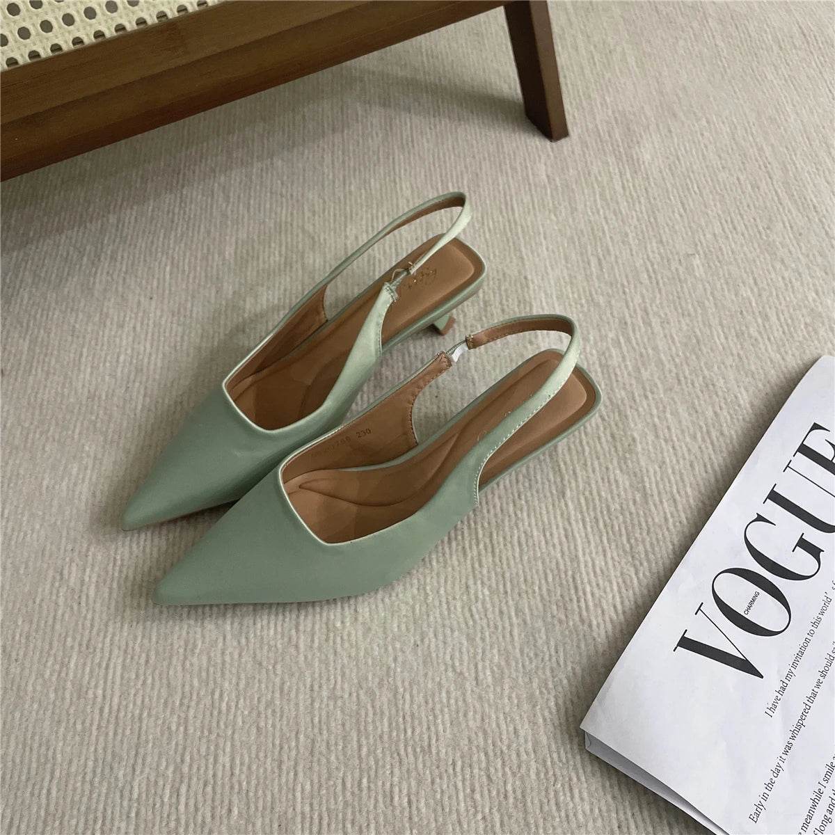 Bailamos Women Sandals Pointed Toe Elegant Low-heel Shoes Summer Fashion Slingback Woman Mules Shoes Pumps Dress Shoes - AIAZ