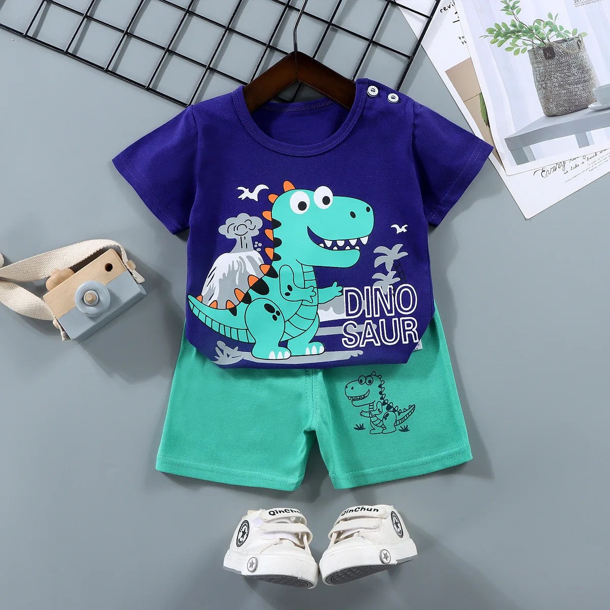 Summer Boys Girls Clothes Set T-shirt+pants 2pcs Children's Clothing Fashion pink Baby OutSet Newborn Baby Suit