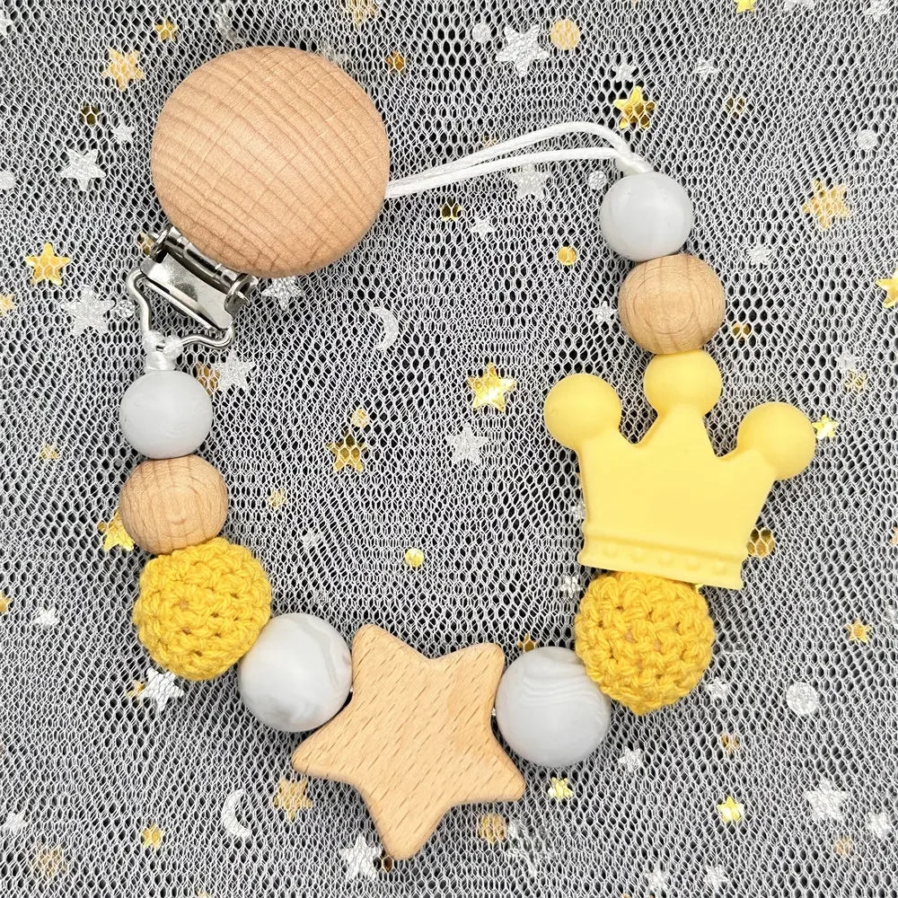 Custom Personalized Name Baby Pacifier Clip Bear Pacifier Chain Holder for Baby Teething Soother Chew Toy Food Grade Dummy Clips