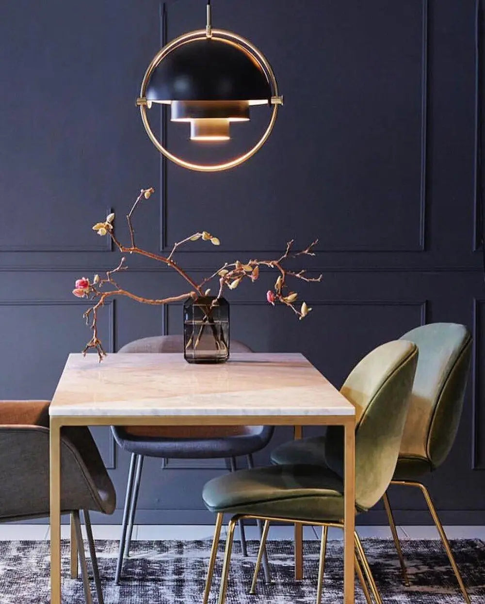Danish Designer Iron Blue Pendant Lamp for LOFT Bedroom Kitchen Dining Room Hanging Light House Decor LED Lighting