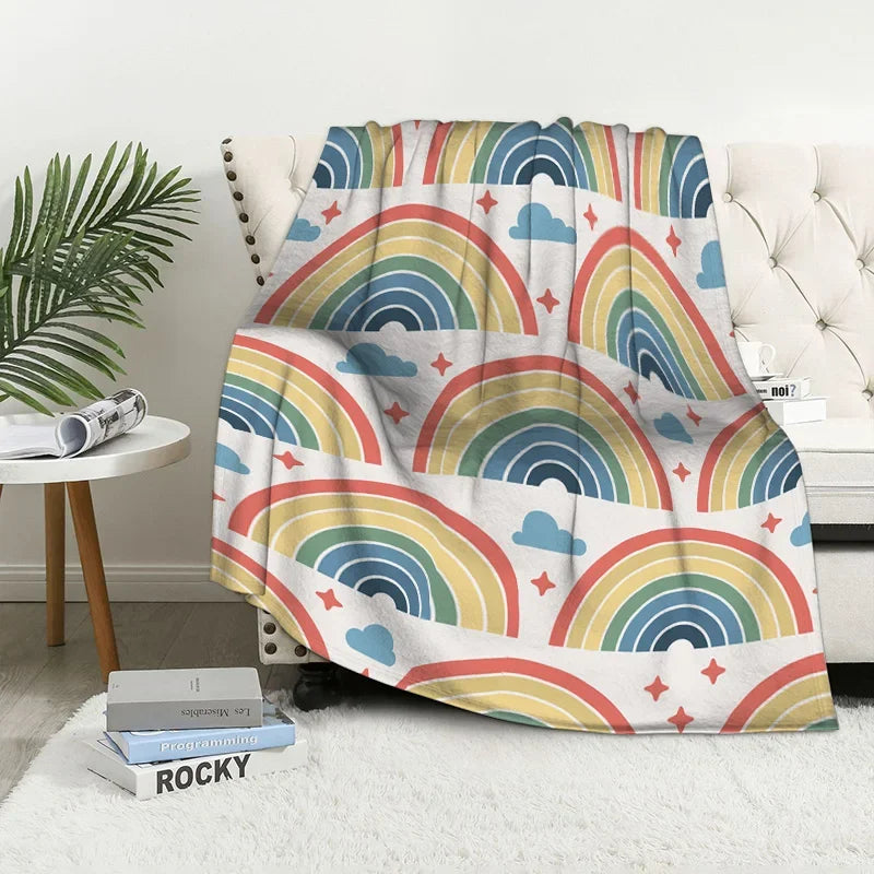 Home decoration plush Throw Sofa blanket Bedspread bed fluffy soft blankets decor Plaid Modern nordic rainbow cute winter