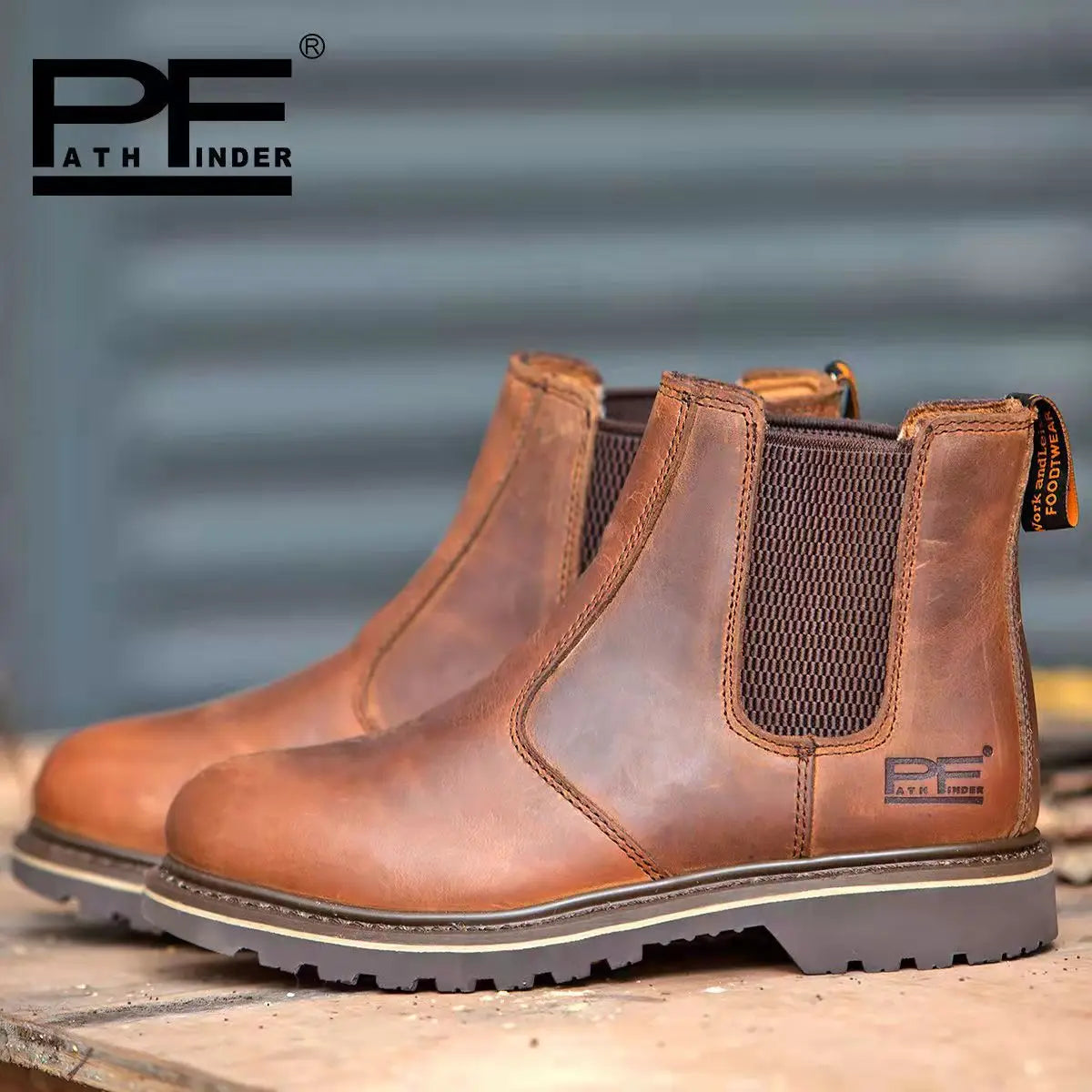 Goodyear-Welted Vintage Men Genuine Leather Ankle Motorcycle Boots Women Casual Elastic Goth Shoes Men Punk Work Boots