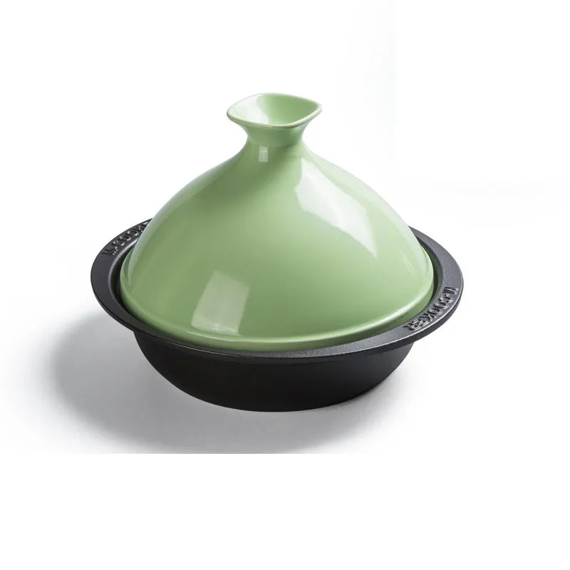 Cast Iron Tagine 2 Quart Moroccan Enameled Cast Iron Tagine With Enameled Cast Iron Base And Ceramic Cone-Shaped Lid Dutch Oven