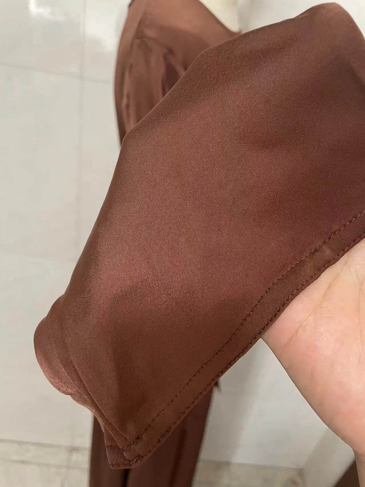 Fashion Sliky Djellaba Muslim Dress Dubai Full Length Flare Sleeved Soft Abaya Dubai Turkey Muslim Islam Robe WY921 - AIAZ