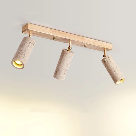 Stone Ceiling Lamp Spot light Angle Adjustable Rectangle Wood Base