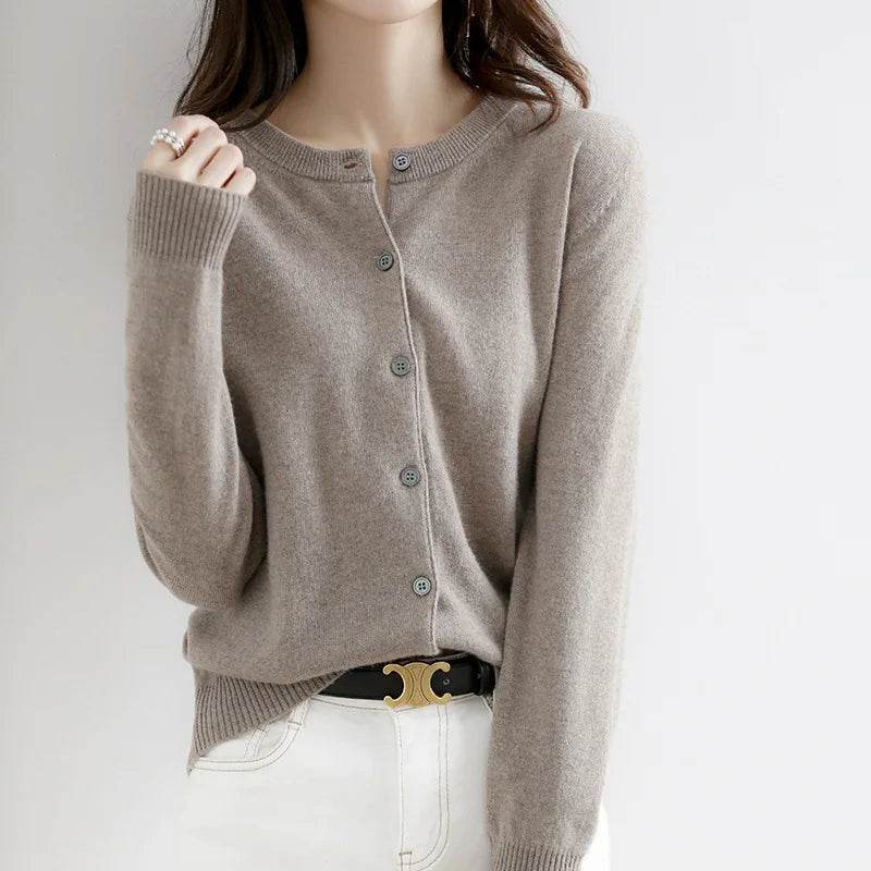 Women Cardigans Sweater O-neck Spring Autumn Knitted Cashmere Cardigans Solid Single Breasted Womens Sweaters 2022 - AIAZ