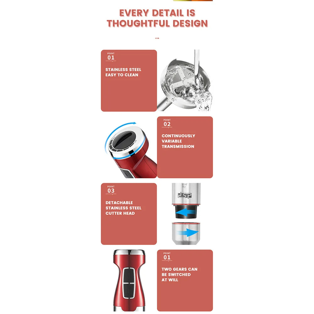 Handheld Electric Fruit Juicer Stainless Steel Electric Small Appliance Portable for Smoothie Mud