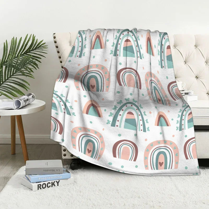 Home decoration plush Throw Sofa blanket Bedspread bed fluffy soft blankets decor Plaid Modern nordic rainbow cute winter