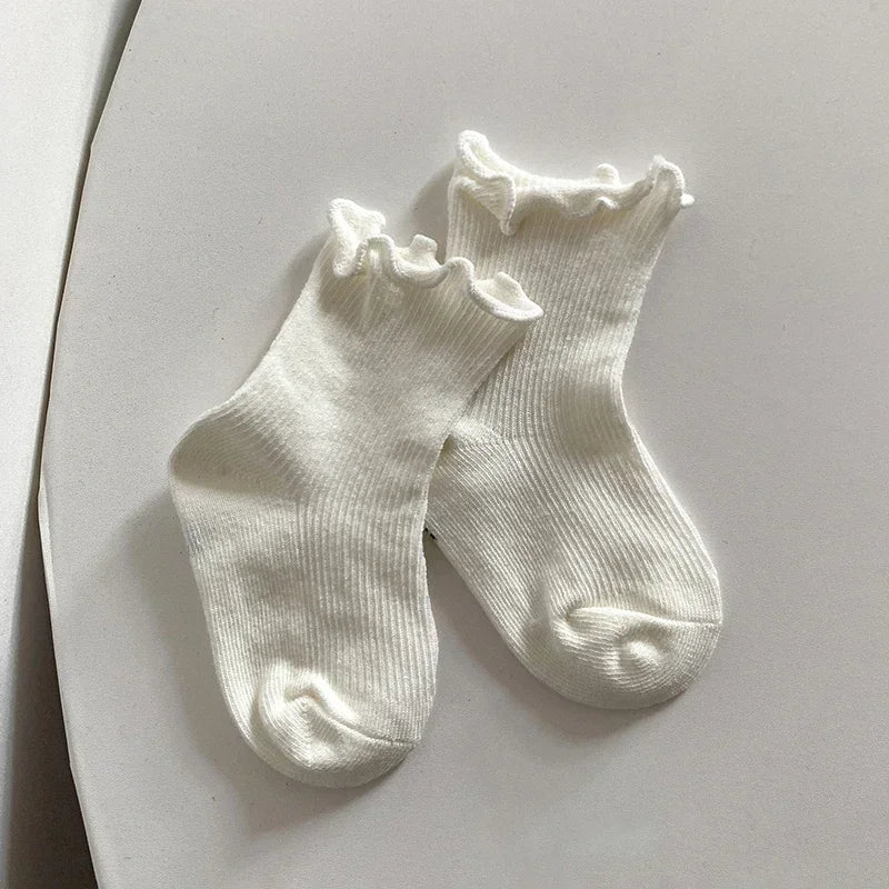 Newborn Cute Ruffle Lace Cuff Socks Infant Baby Girls Ankle Socks Spring Autumn Children Kids Soft Warm Ribbed Cotton Floor Sock