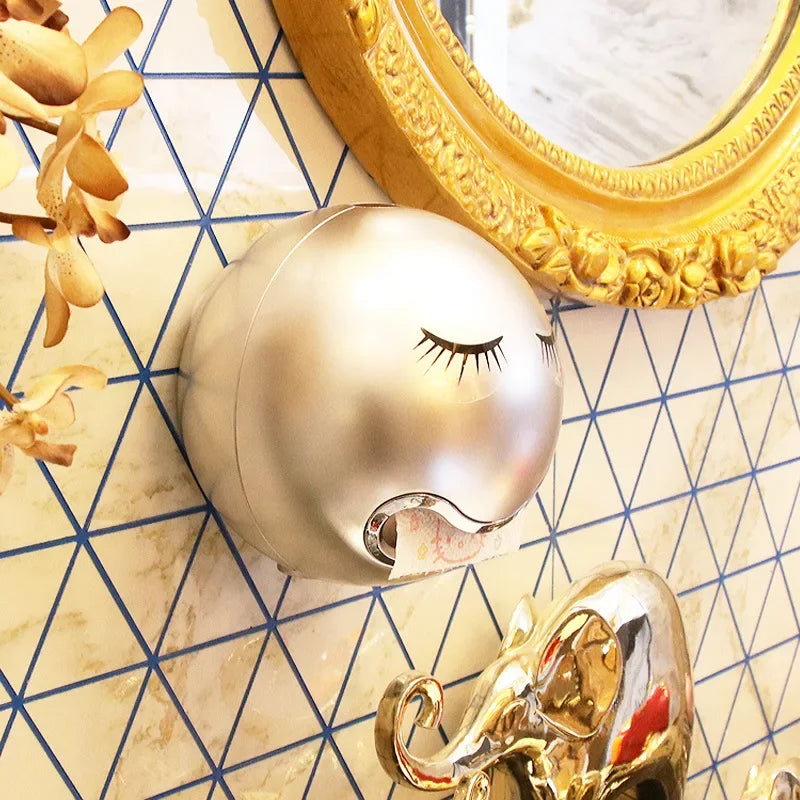 Golden Paper Holder Wall-mounted Toilet Brush Plastic Creative Toilet Paper Box Nordic Trash Can Waste Bins Bathroom Accessories