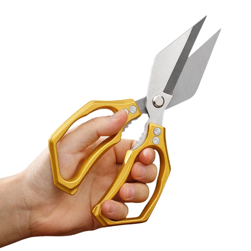 1pc Heavy-Duty Kitchen Scissors Stainless Steel Multi-Purpose Shears for Meat and Roast Cutting Household Cooking Food Scissors