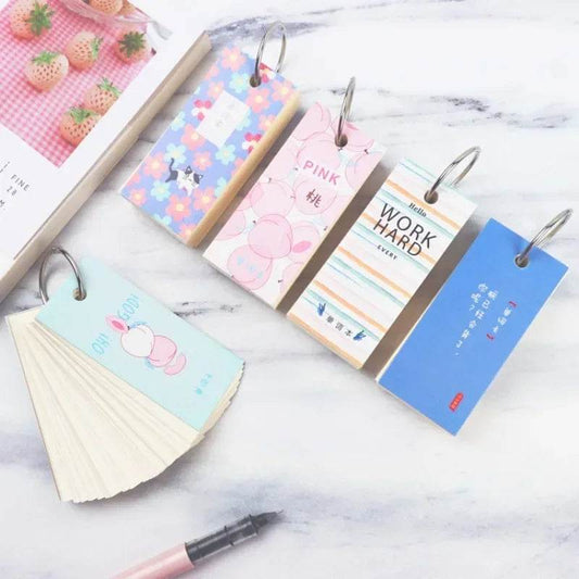 110 Sheets Lovely Mini Notebook School Supplies Stationery Vocabulary Writing Reciting Book Sticky Note Loose Leaf Memo Cards - AIAZ